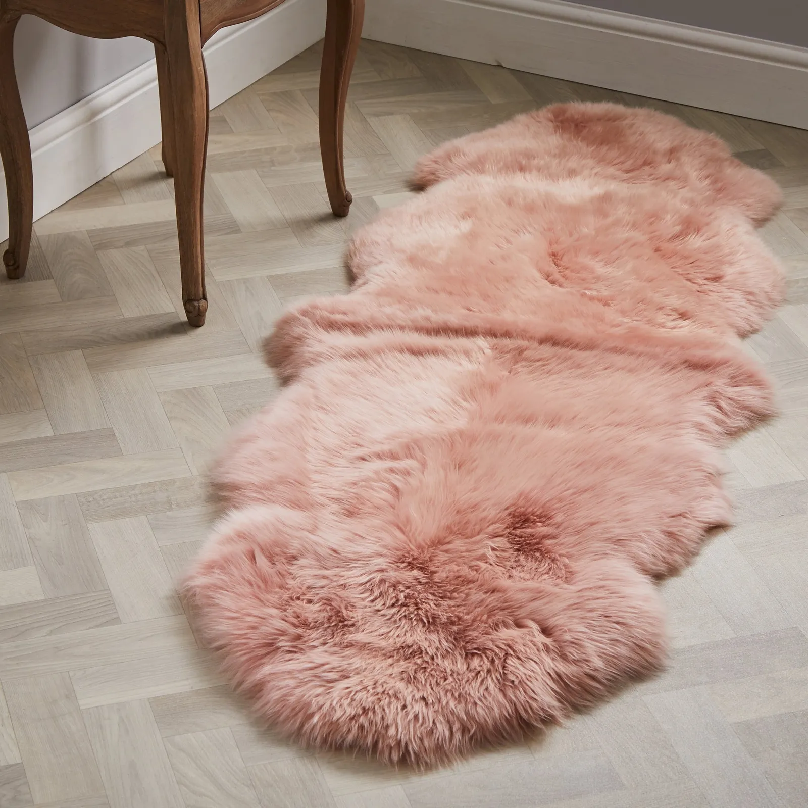 Double Pelt Sheepskin Rug Blush