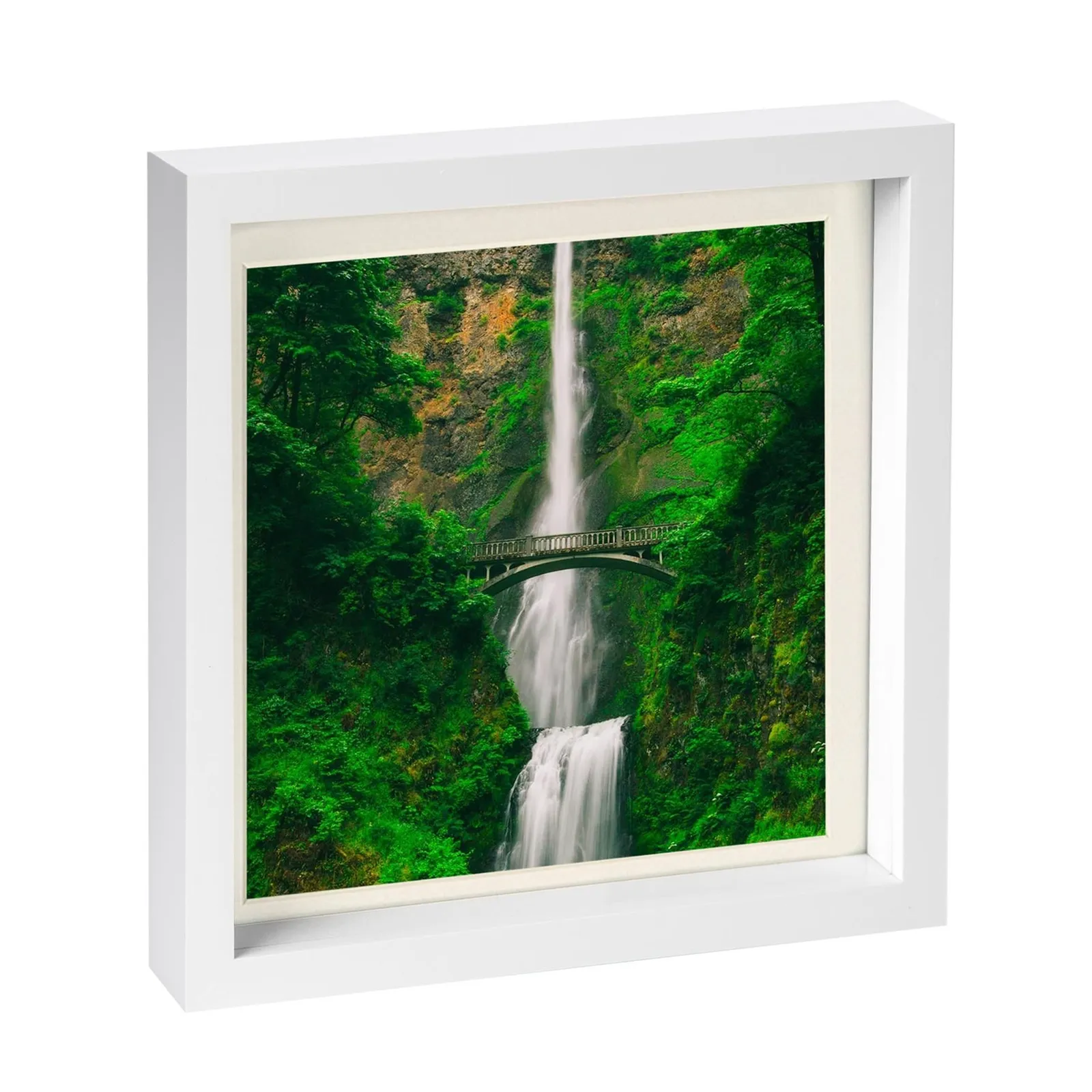 Nicola Spring 10" x 10" White 3D Box Photo Frame - 8" x 8" Mount in Ivory