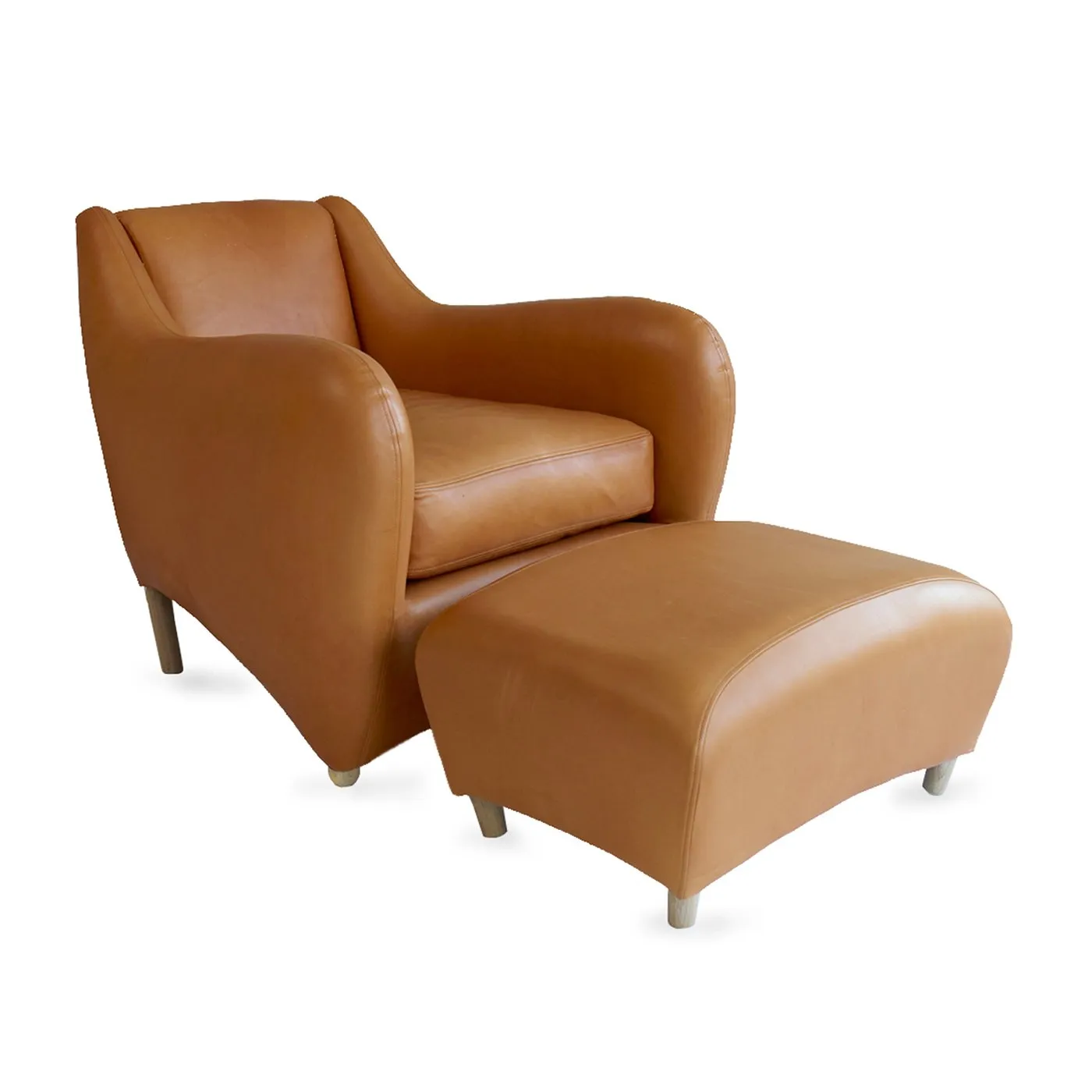 Scp Balzac Chair & Footstool Utah Russet Leather Natural Filling
