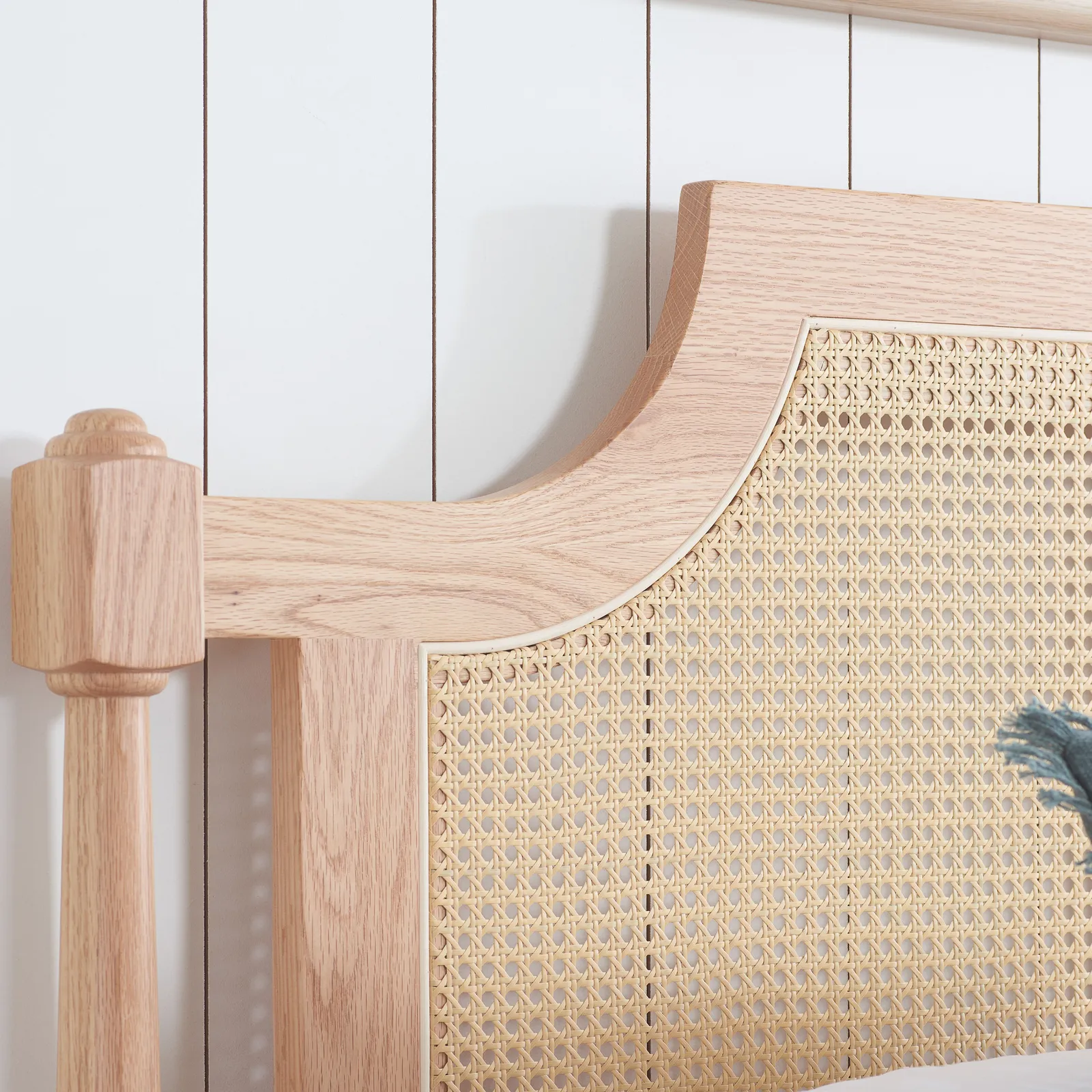 Birlea Rattan Bed Frame Rhodes Oak 4FT6 135cm Bedstead in Beige 3
