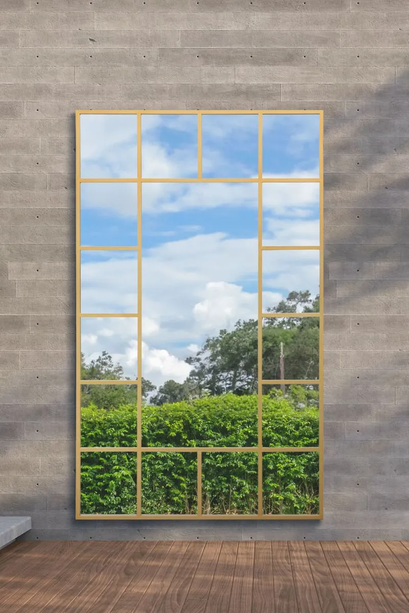 MirrorOutlet Gold Modern Wall & Leaner Garden Mirror 79"x 47" 200x120cm