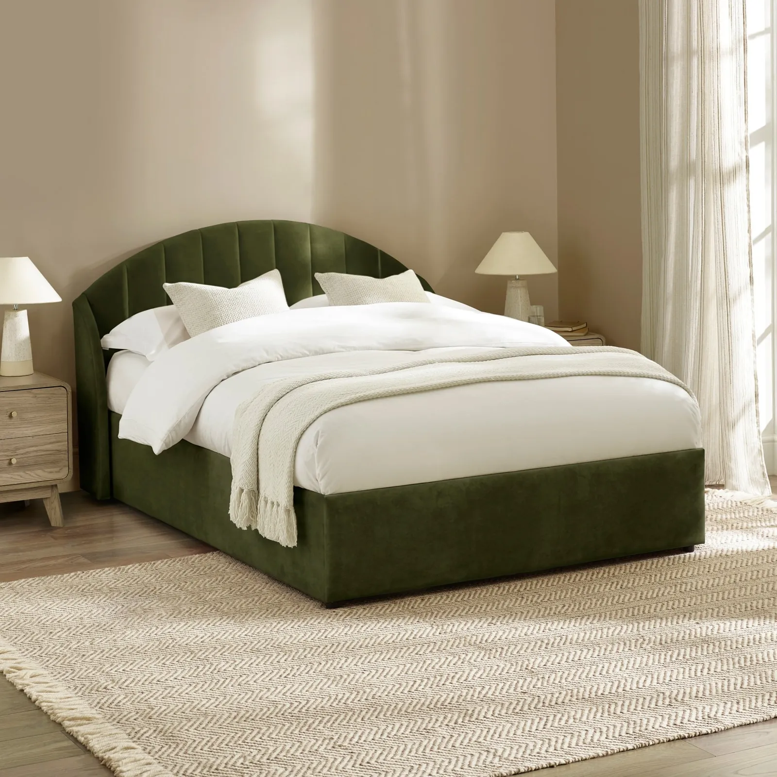 Sadie - Super King-Size - Ottoman Storage Bed - Olive Green - Velvet - 6ft