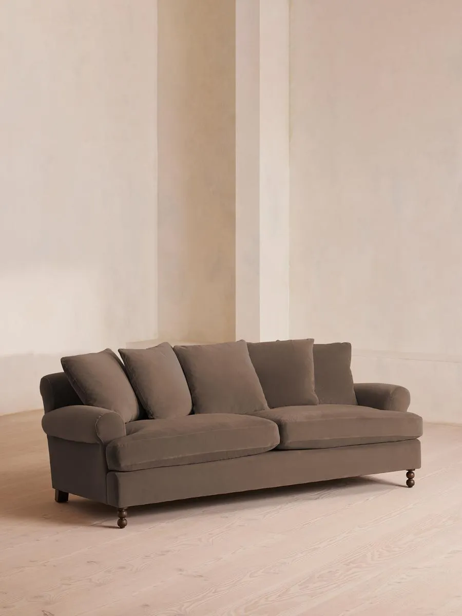 Audrey Three Seater Sofa, Velvet, Taupe