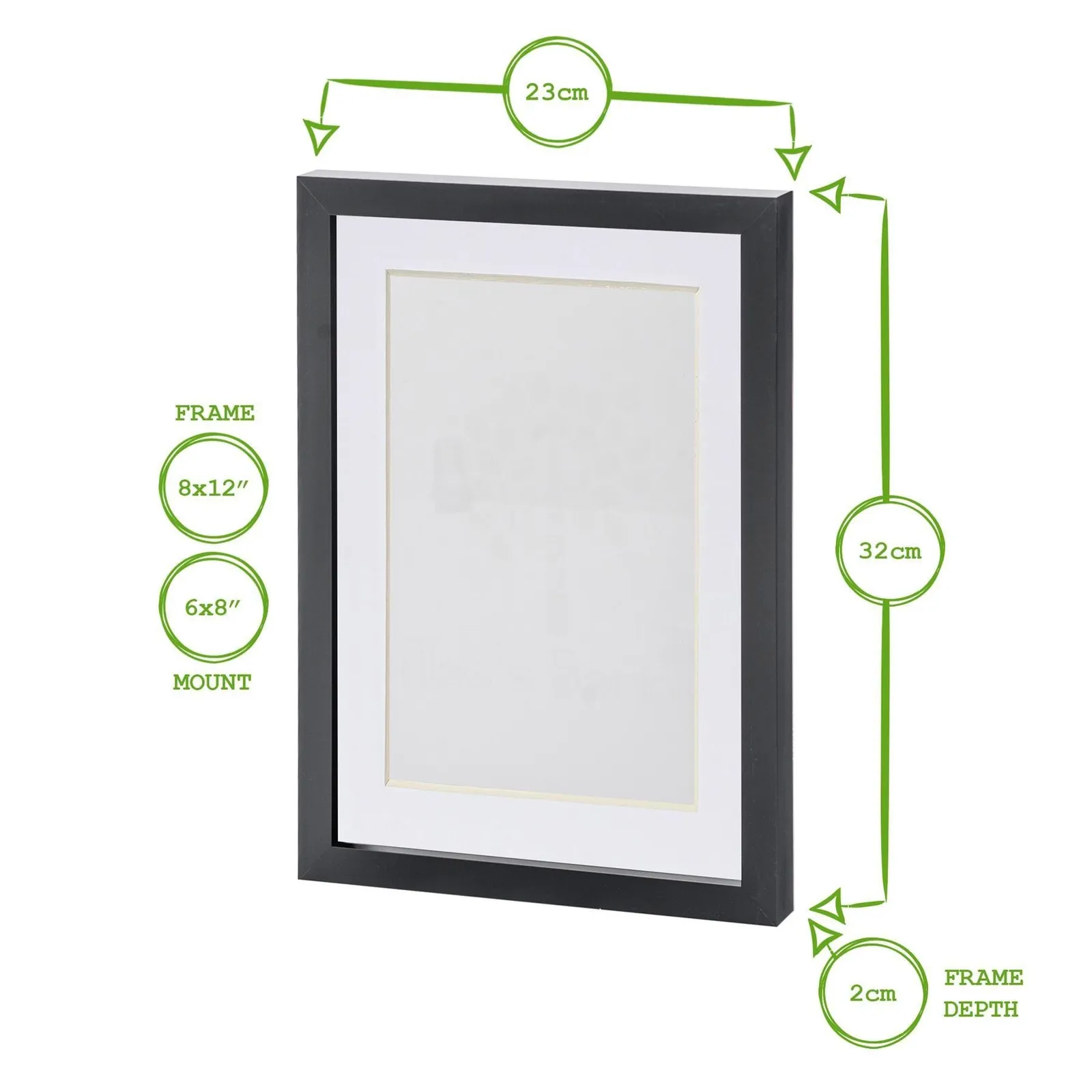 Nicola Spring Photo Frames with A5 Mount - A4 (8" x 12") - Black - Pack of 2 in Grey 3