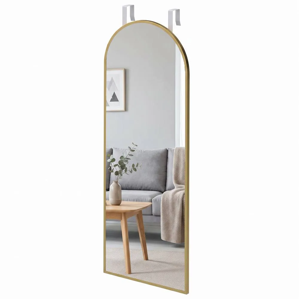 HOMCOM 40 x 110 cm Full Length Hanging Mirror, Arched Mirror, Gold Tone
