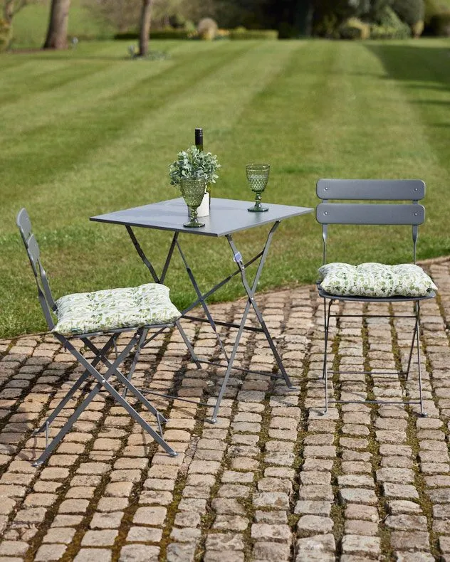Dibor Set of 2 Green Leaf Print Cotton Outdoor Garden Chair Seat Pad Cushions L40cm x W40cm 4