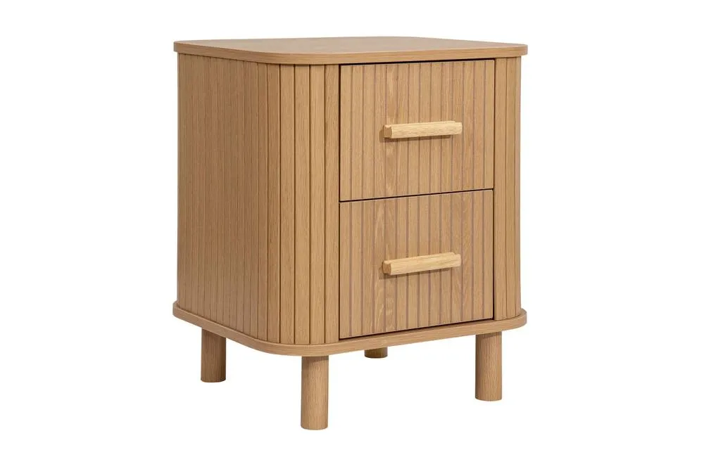 Birlea Pair of 2 Drawer Oak Wooden Fluted Bedside Axel in Natural 5