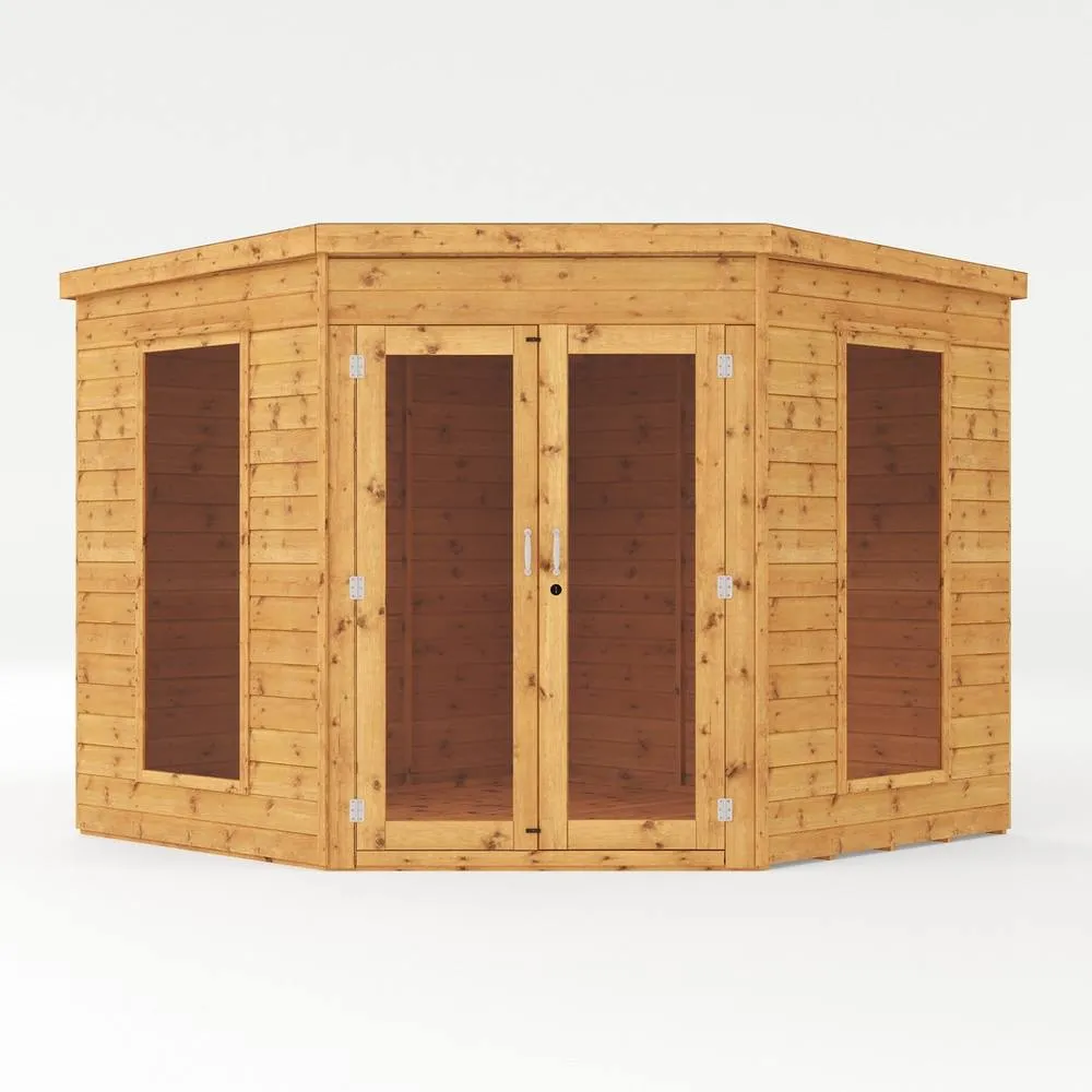 Mercia 8 x 8 Feet Premium Corner Summerhouse - L254 x W254.1 x H212.2 cm in Brown