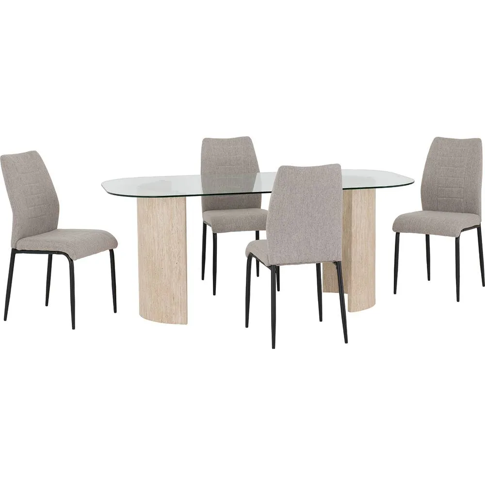Seconique Modena Dining Set with Chilton Chairs in Light Grey 2