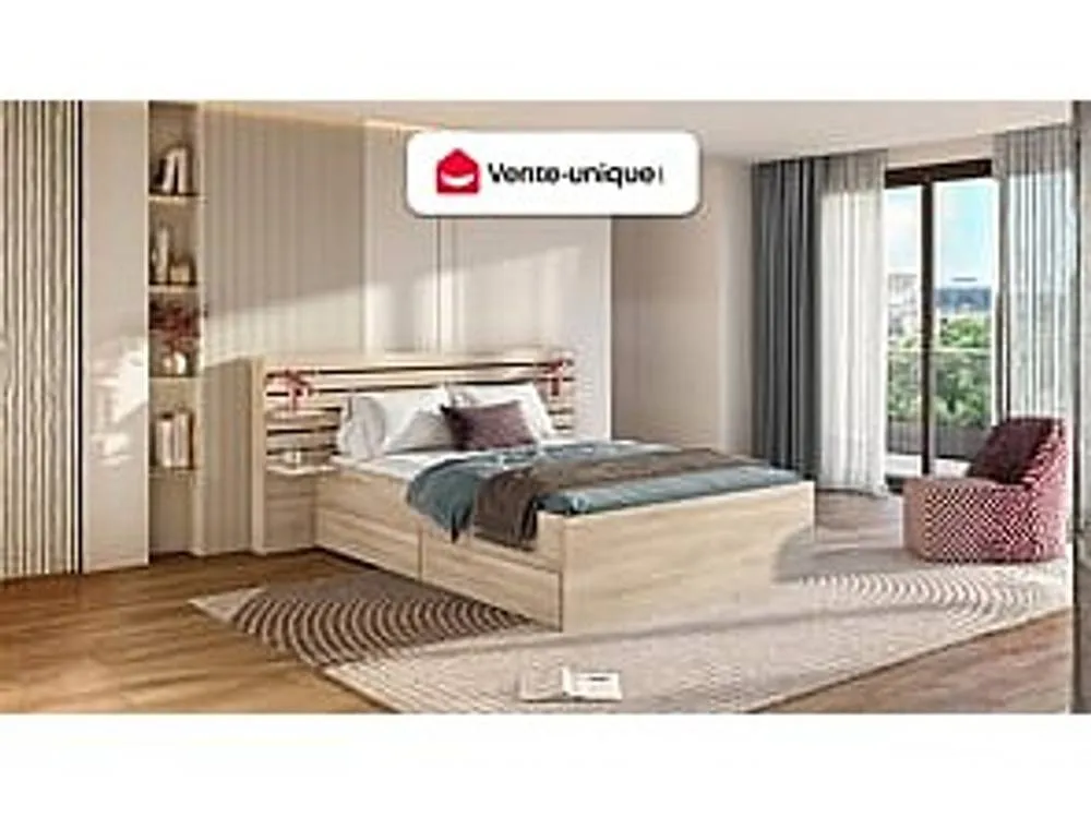 Vente-unique Bed 140 X 190/200 Cm With Storage - Natural - TENALIA II in Light Oak 4
