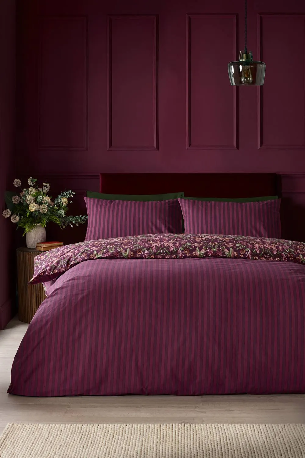 Catherine Lansfield Richmond Floral Reversible Duvet Cover Set in Plum 2
