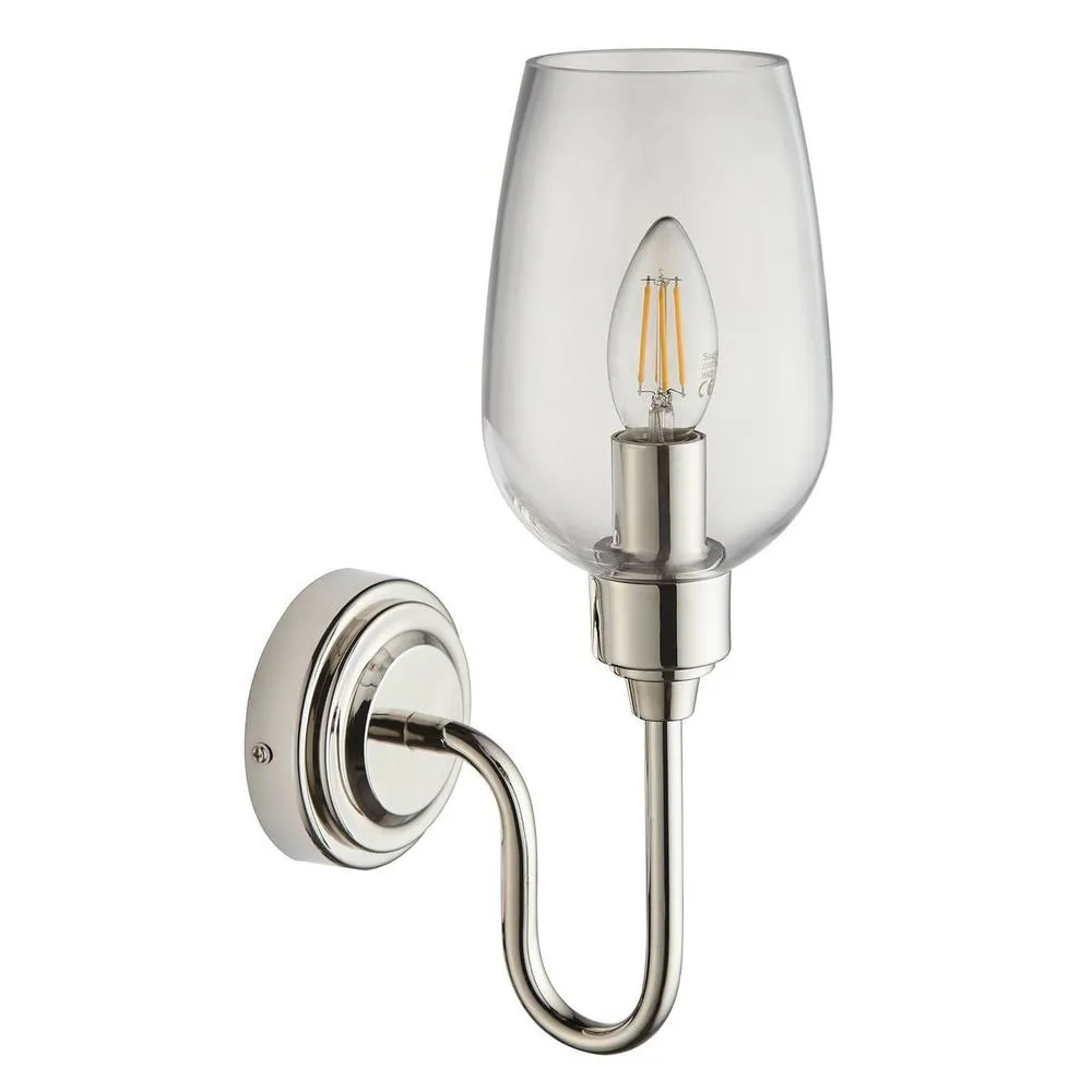 Netlighting Livorno Wall Lamp Bright Nickel Plate Clear Glass in Silver 6