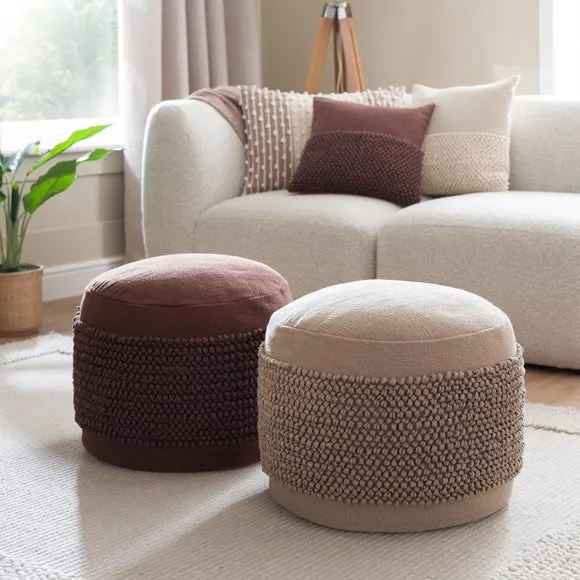 Jersey Bobble Banded Cotton Pouffe 4