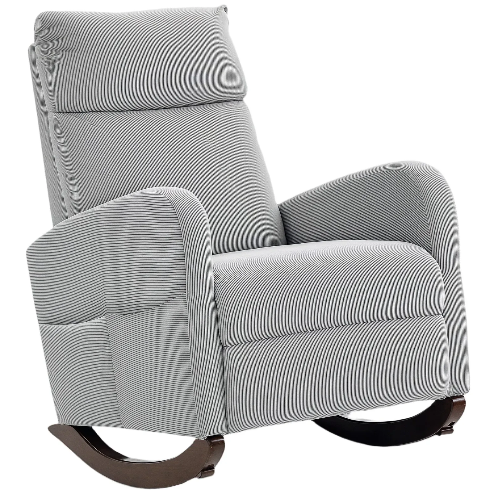 HOMCOM Modern High Back Corduroy Leisure Rocking Chair for Nursery, Grey 2