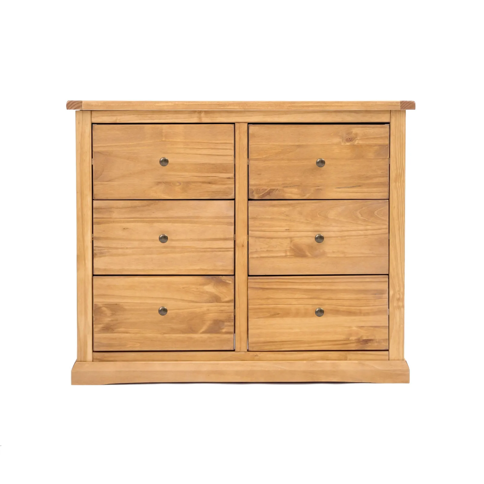 Cabinet Bits Lucca 6 Drawer Chest of Drawers Brass Knob in Light Brown
