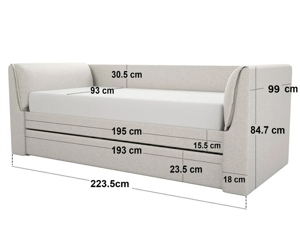 Flair Max Day Bed With Trundle in Cream 6