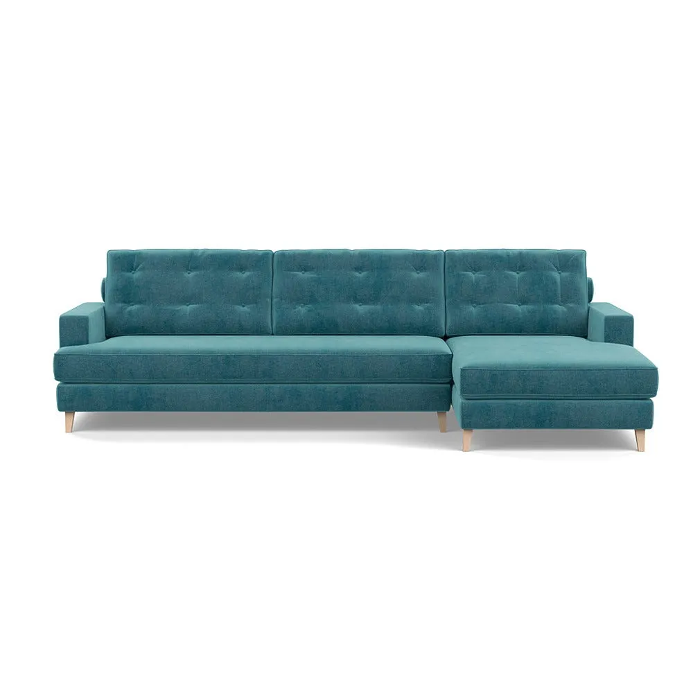 Heal's Mistral Right Hand Facing Corner Sofa Smart Luxe Velvet Airforce Blue Natural 1