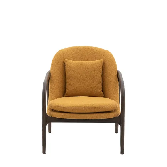 Aurora Fabric Wooden Arm Accent Chair 3