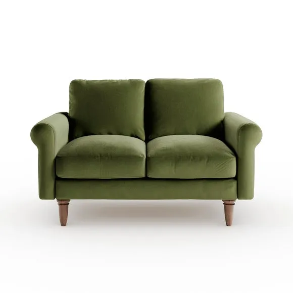 Maeve Compact Olive Velvet 2 Seater Sofa 6