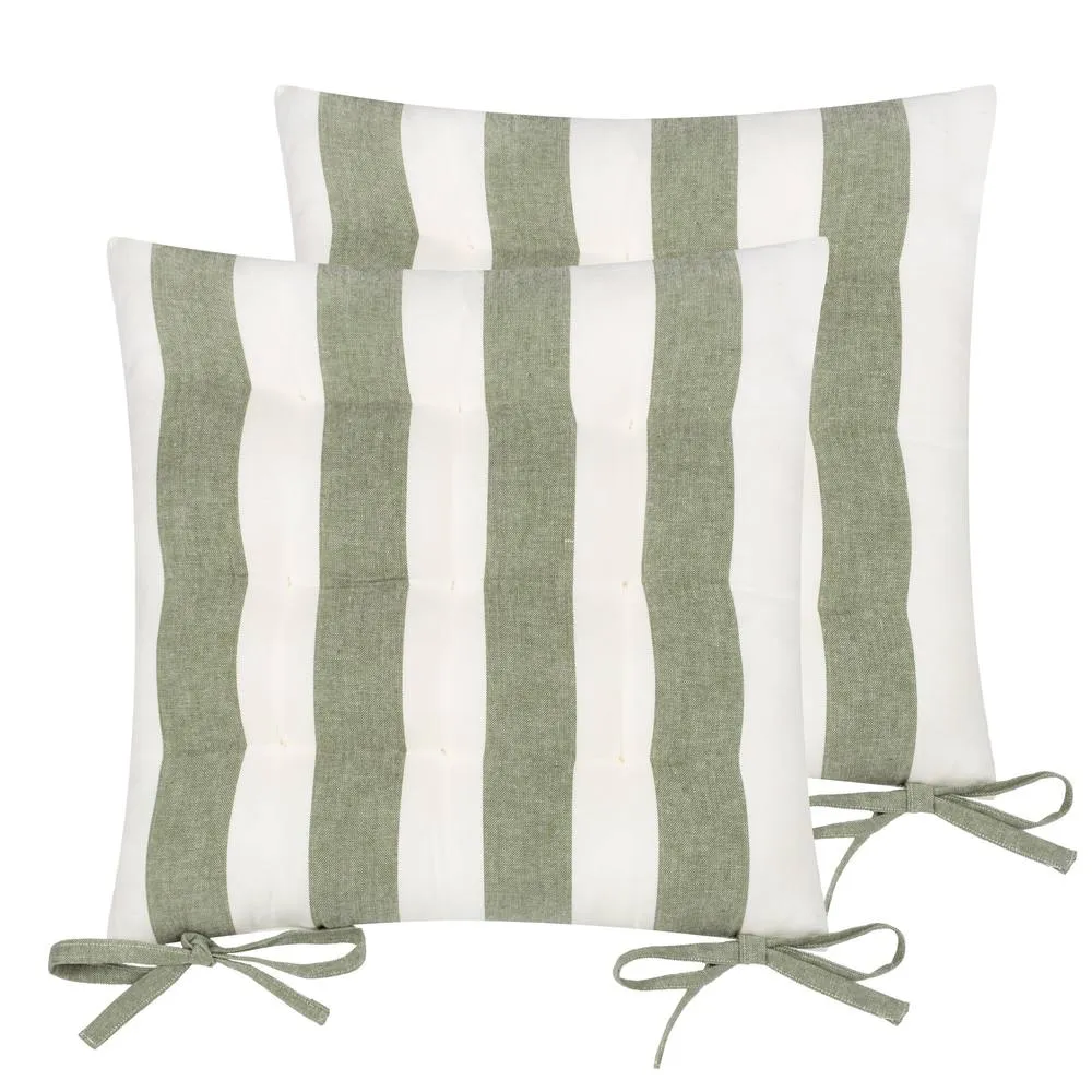 Yard Hayle Striped 100% Cotton Seat Pads - 2 Pack in Dark Green 2
