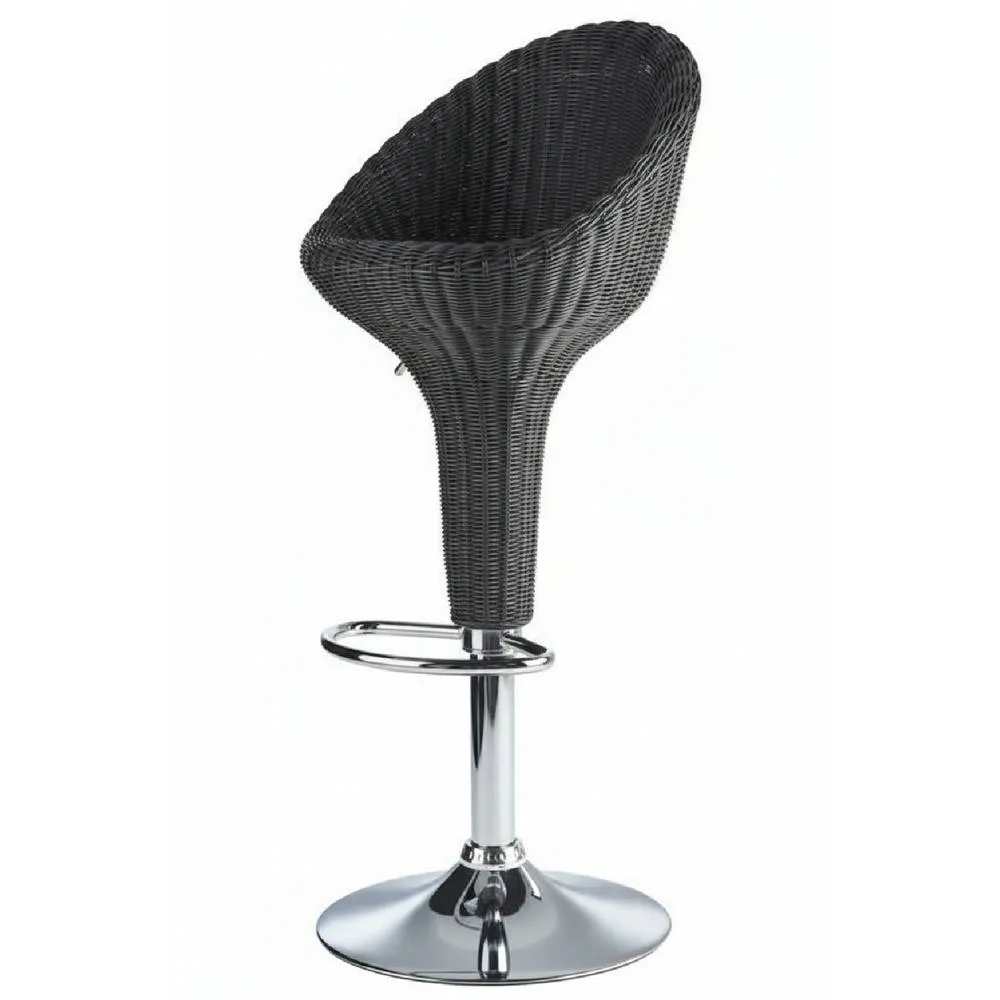 netfurniture Blazone Black Rattan Style Modern Kitchen Bar Stool Height Adjustable 2