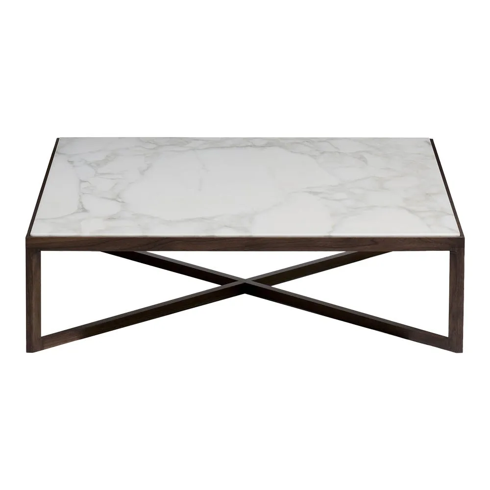 Knoll Krusin Coffee Table in Arabescato and Walnut Stained Oak 2