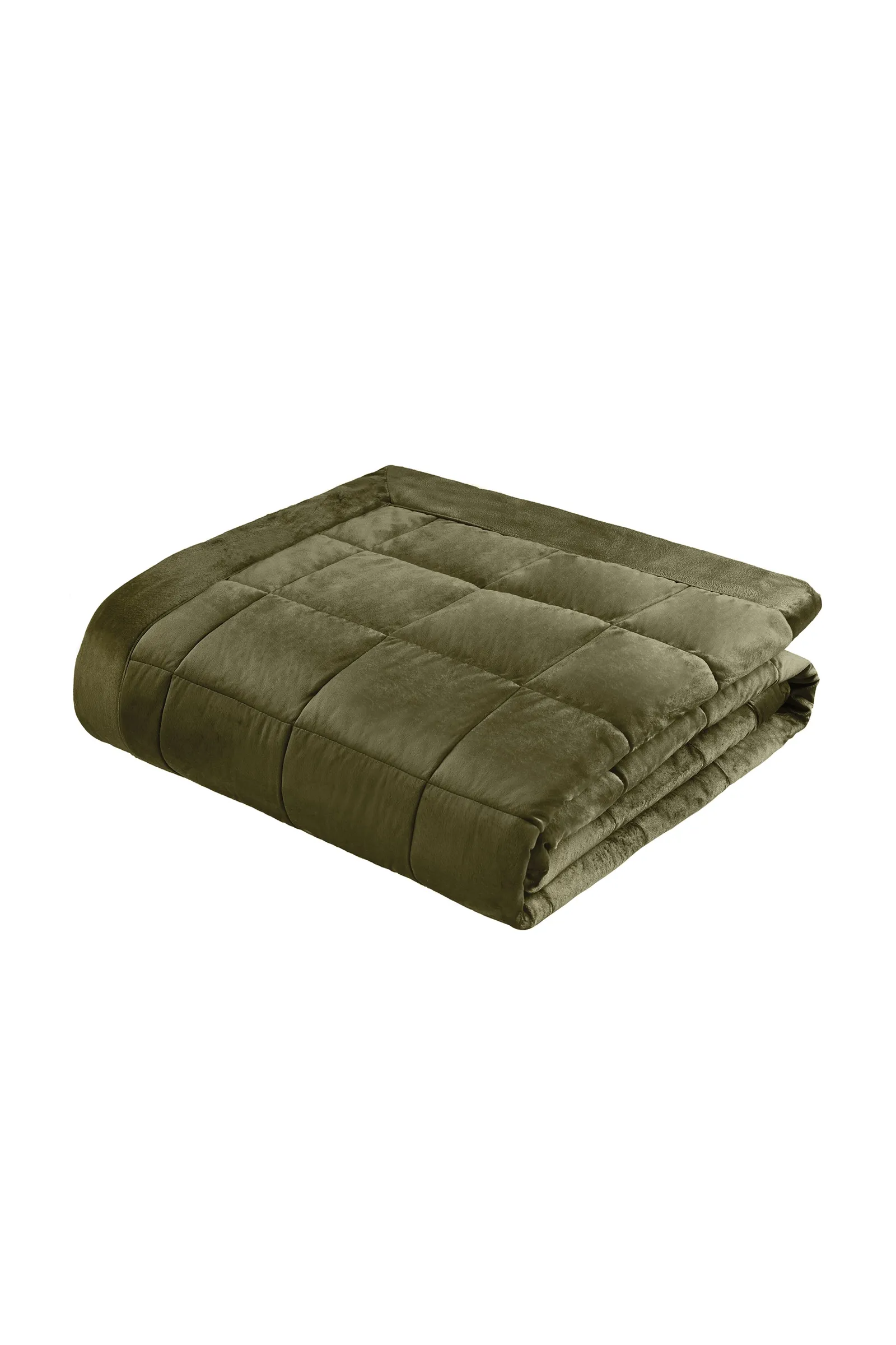 Catherine Lansfield 'Kingsley Matt Velvet' Quilted Bedspread in Olive 3