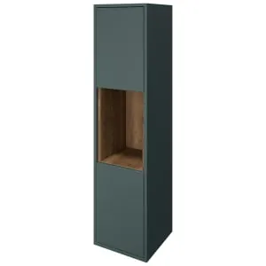 Wickes Nexus Stone Green & Tobacco Halifax Oak Wall Hung Tower Unit - 1400 x 350mm