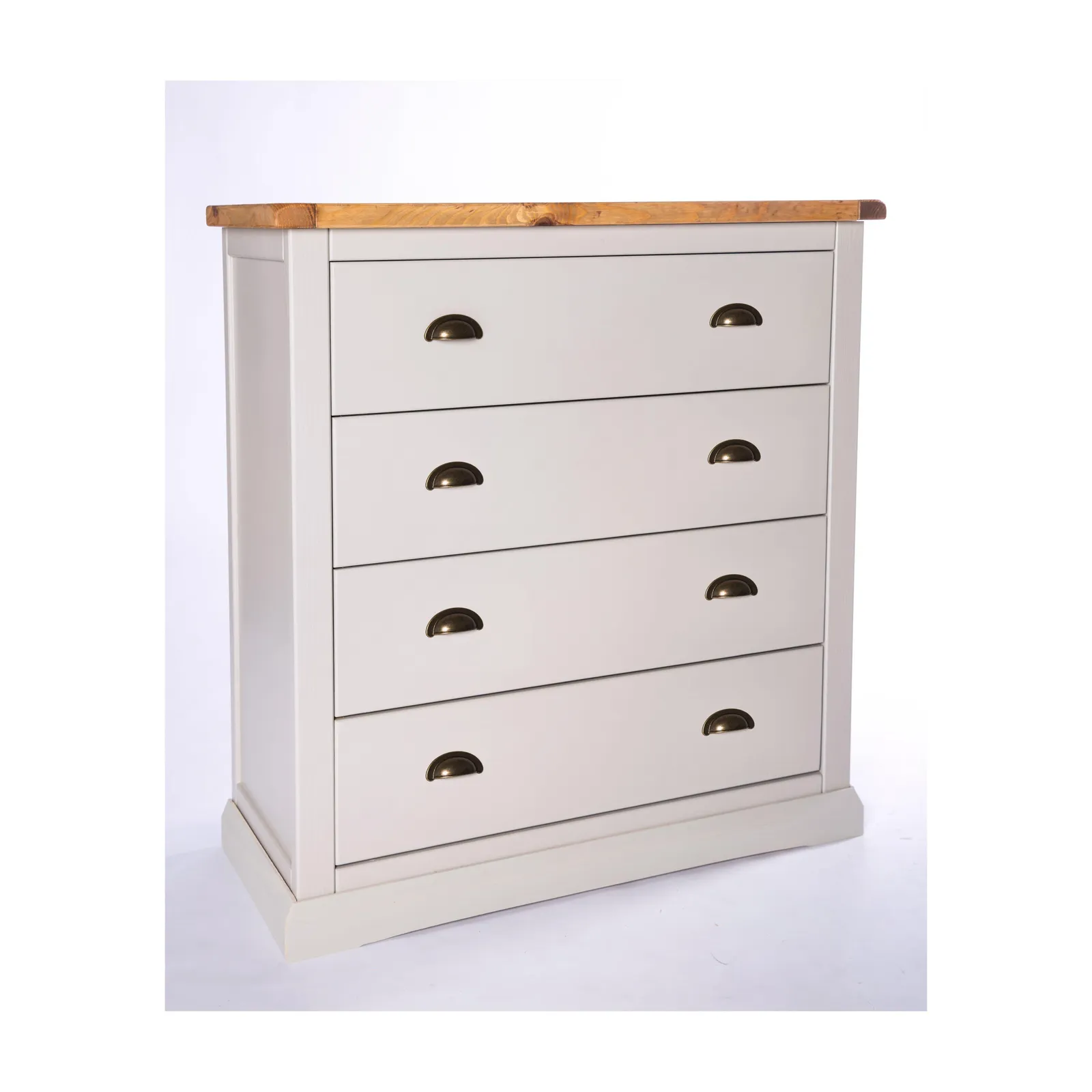Cabinet Bits Loreo 4 Drawer Chest of Drawers Brass Cup Handle in Light Grey 2