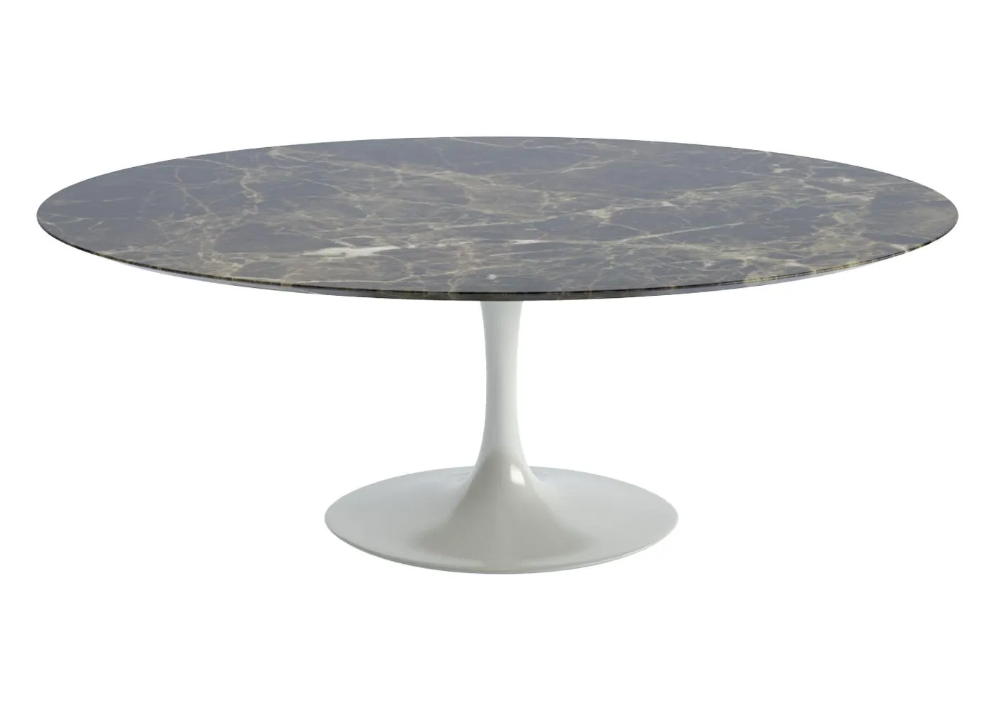 Knoll Saarinen Dining Table with White Base in Brown Emperador 198cm 1