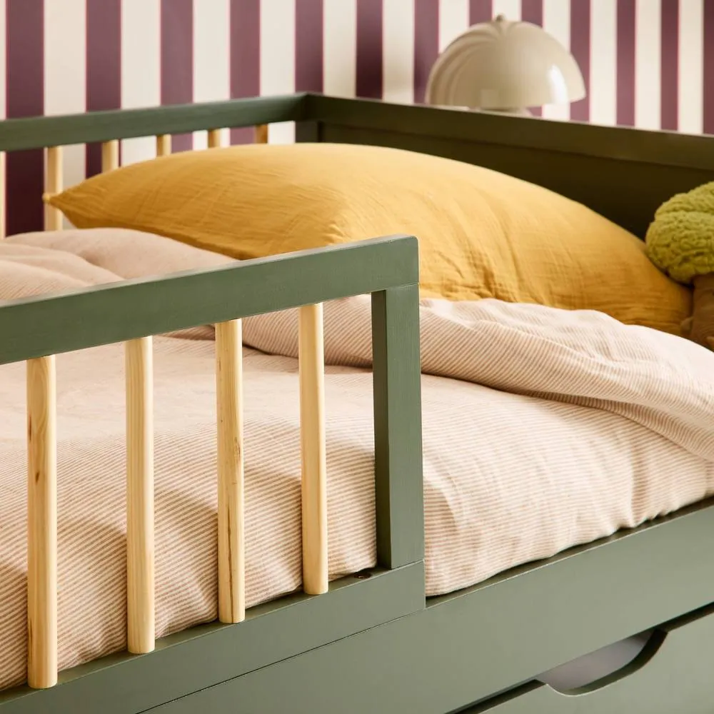 sweeek Child bed 90 x 190 cm natural pine slatted base included in Green 6