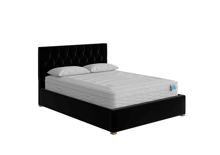 Henry Ottoman Bed Frame - King Size - Plush Velvet Ebony