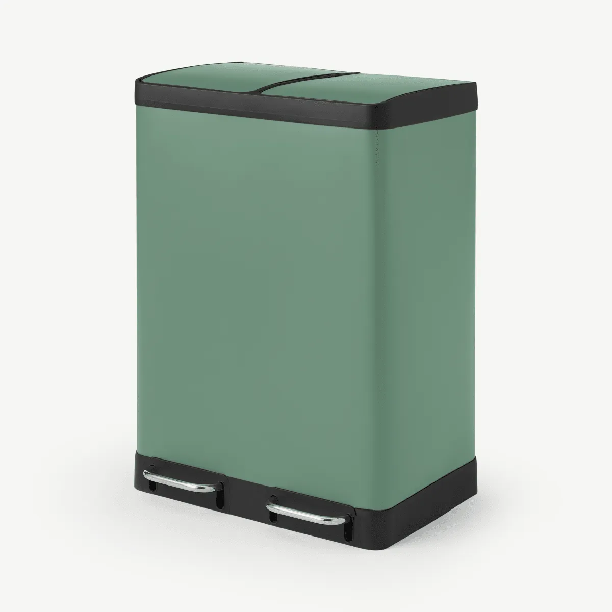 Colter Soft Close Double Recycling Pedal Bin, 2 x 30L, Fern Green