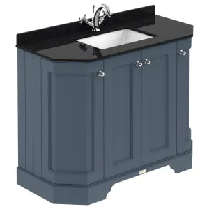 Bayswater Victrion Stiffkey Blue Angled Traditional Freestanding Vanity Unit & Black Marble Top Basin - 1000mm