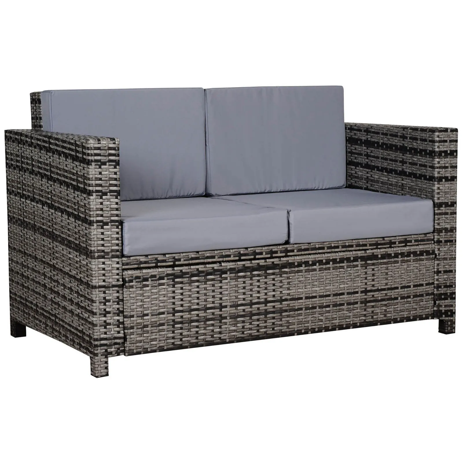 OUTSUNNY Rattan Wicker 2-seat Sofa Loveseat Padded Garden Furniture Grey 2