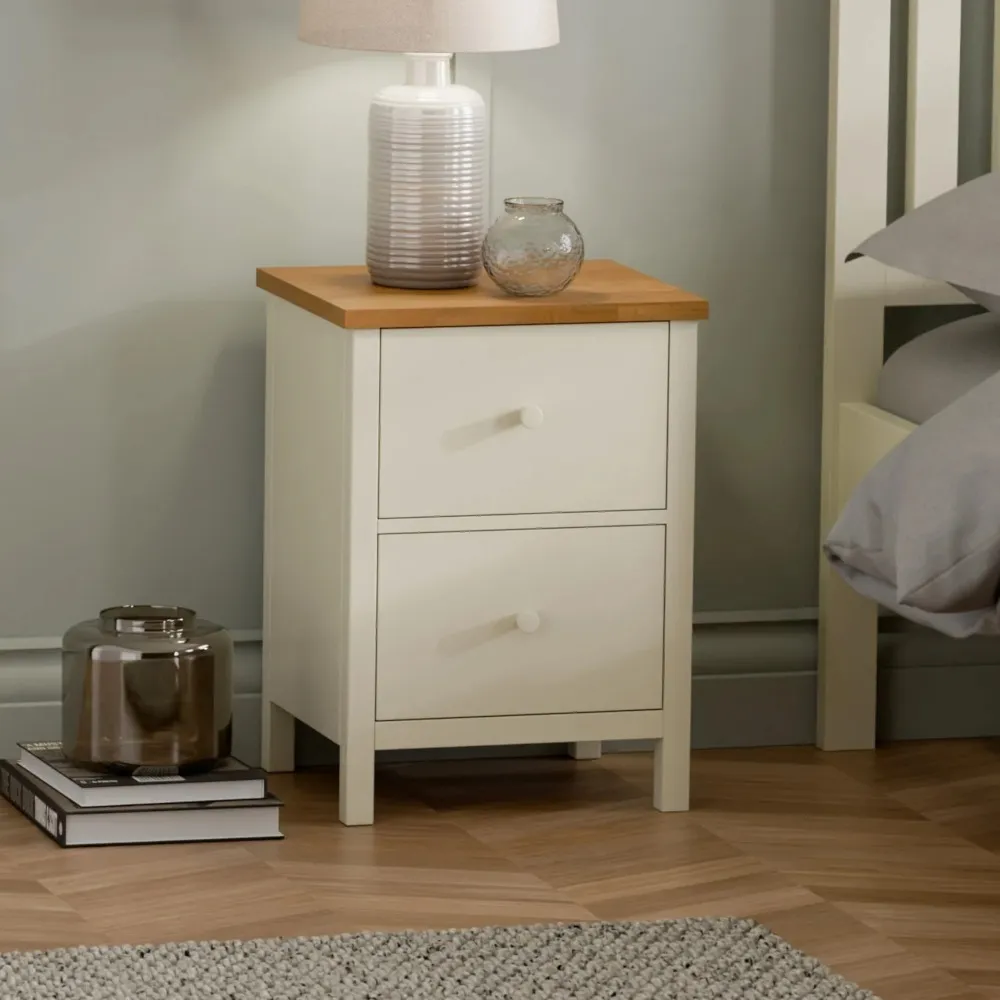 Coxmoor 2-Drawer Bedside Table - Oak - Wooden - Happy Beds