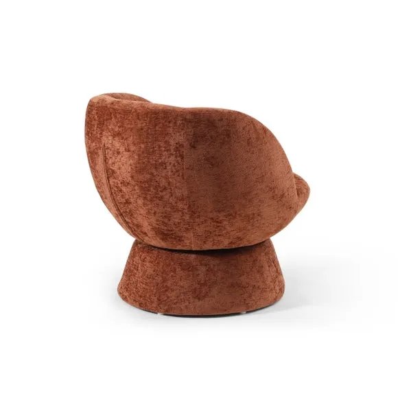 Tulip Chenille Curved Swivel Accent Chair 6