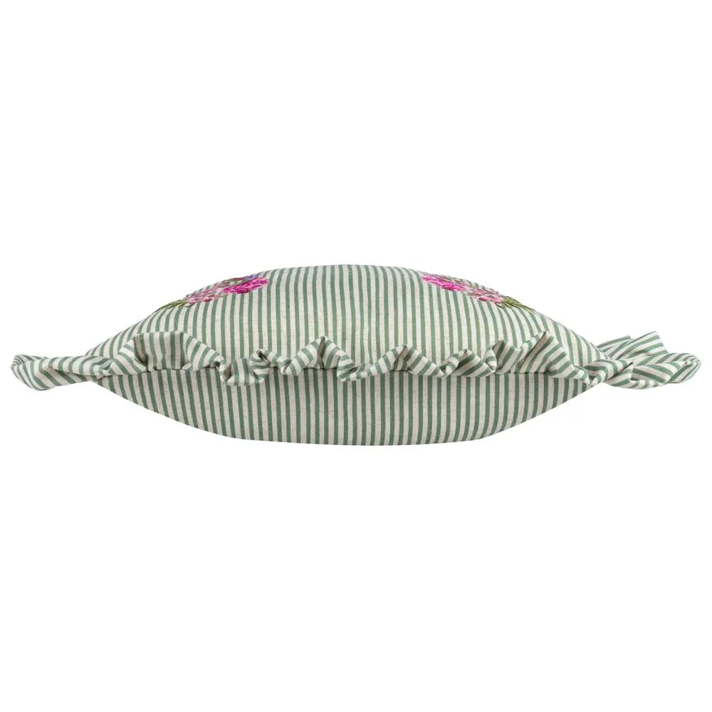 Wylder Martha Embroidered Ruffle Cushion in Pale Green 4