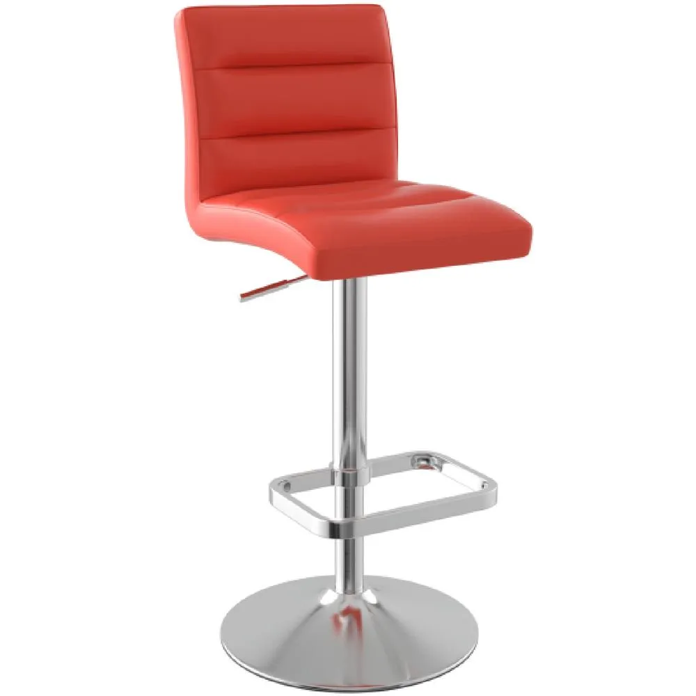 netfurniture Swank Brushed Steel Bar Stool With Faux Leather Padded Seat Red 3