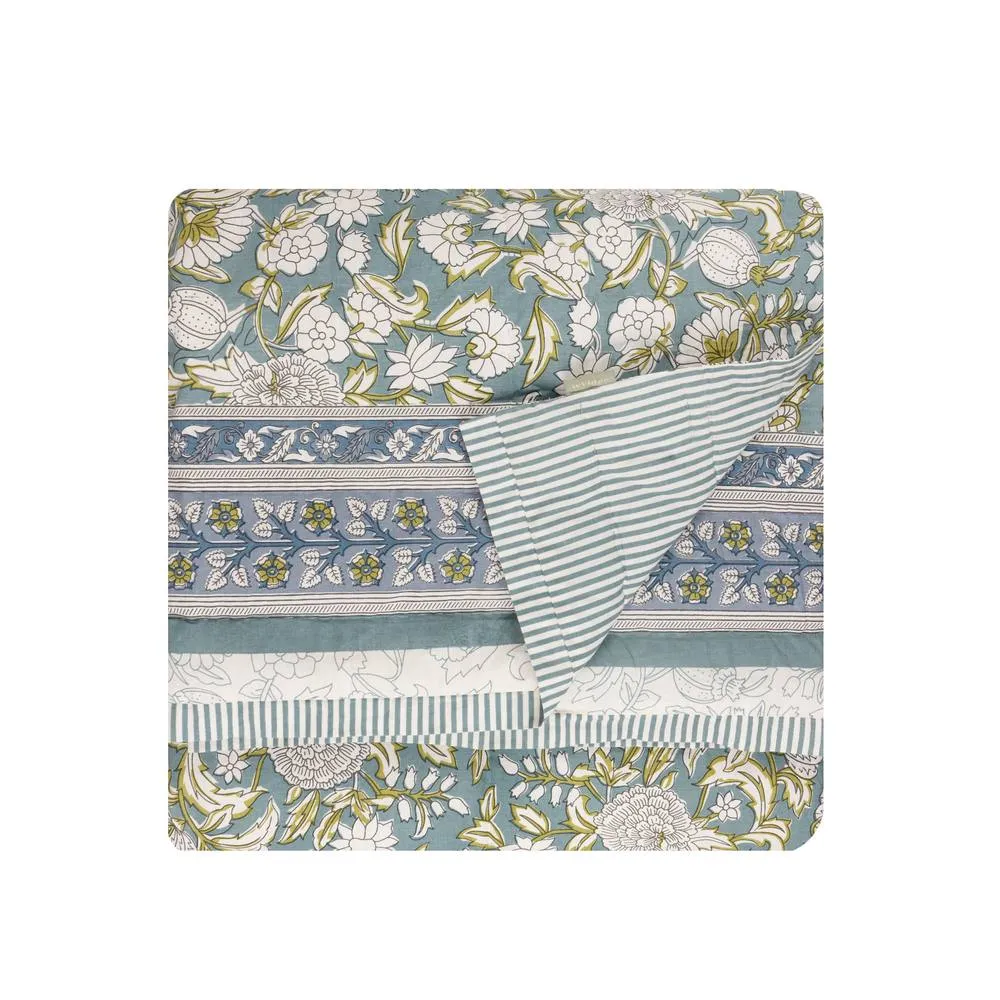 Wylder Annabelle 100% Cotton Floral Quilted Bedspread in Blue 3