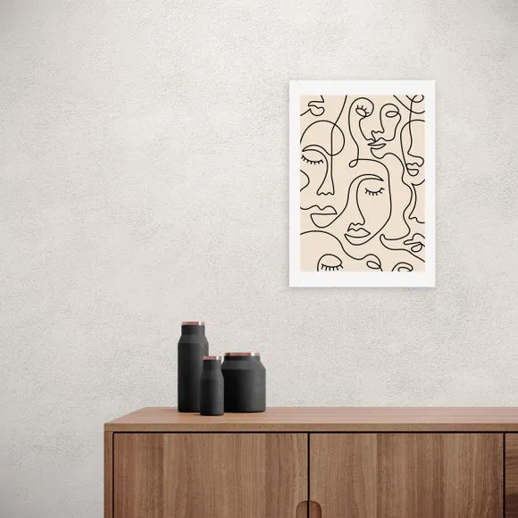 East End Prints Single Line Faces Print 1