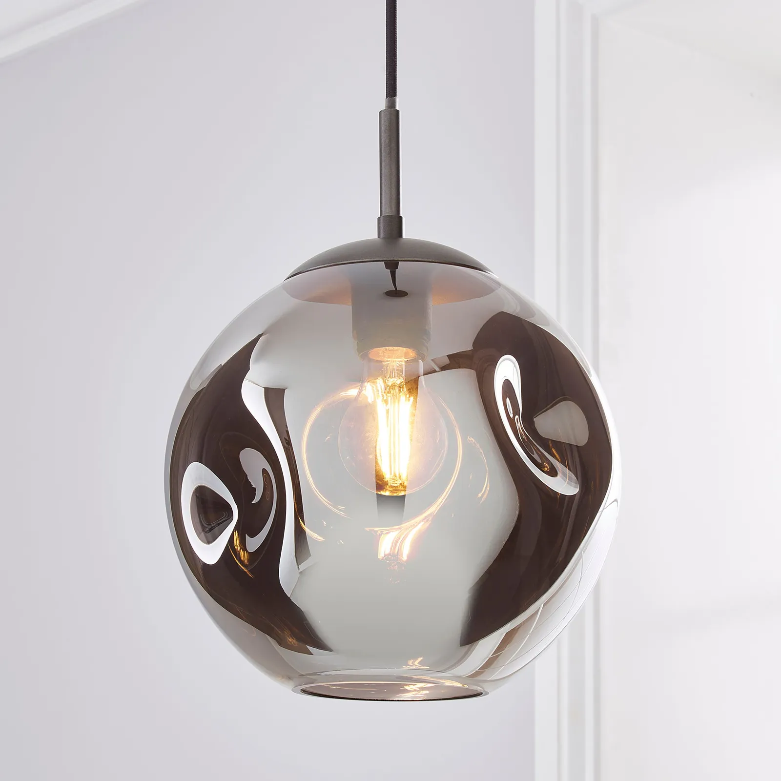 Alexis Glass 1 Light Pendant Ceiling Fitting Smoke (Grey)