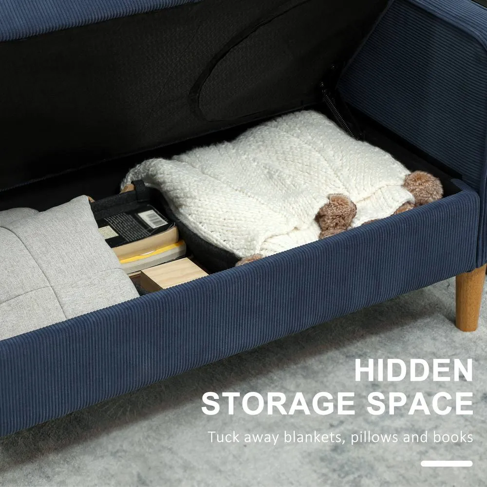 HOMCOM Compact 2 Seater Sofa with Under Seat Storage for Small Spaces Blue 4