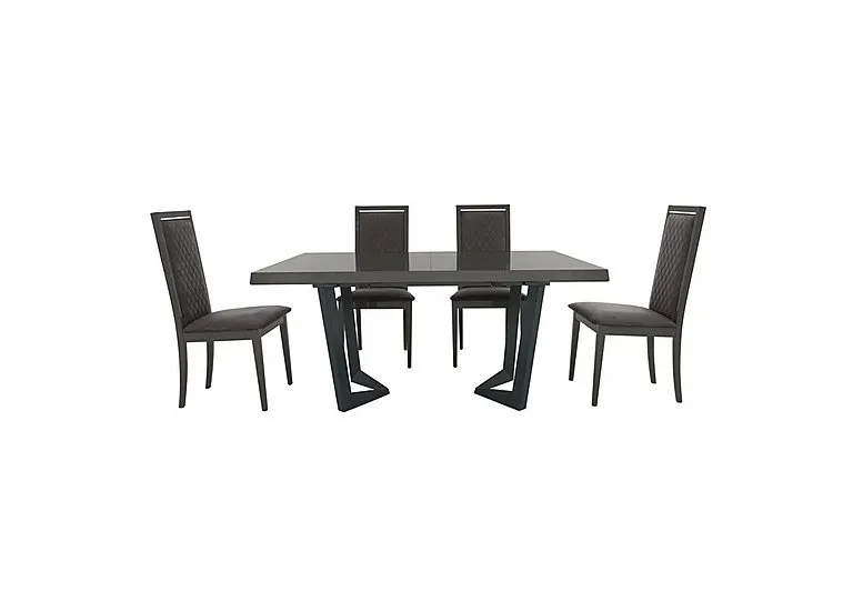 Palazzo 200cm Extending Dining Table in Silver Birch with 4 Rombi Chairs - Aquos Dark Grey - In Time for Christmas