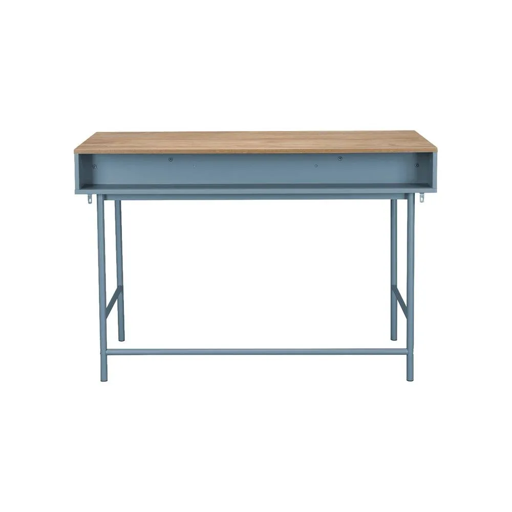 sweeek Wood decor & iron desk with 2 drawers & 1 compartment in Blue 4