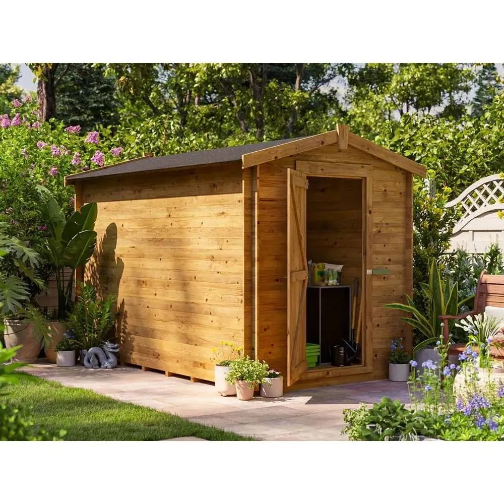 Dunster House Heavy Duty Log Shed 6 x 10 ft With Superfelt Roof in Brown 4