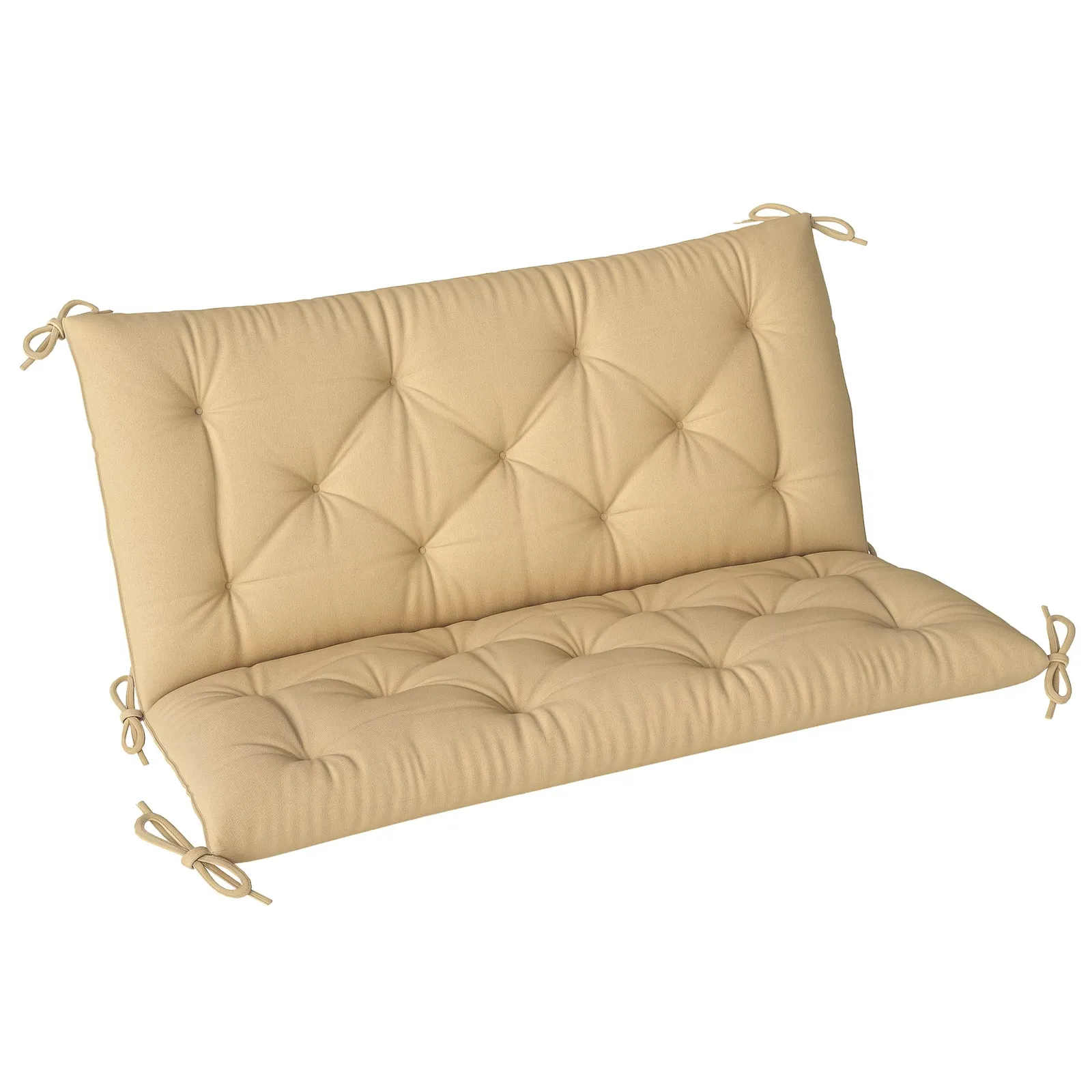OUTSUNNY 2 Seater Garden Bench Cushion Outdoor Seat Pad with Ties in Khaki 2