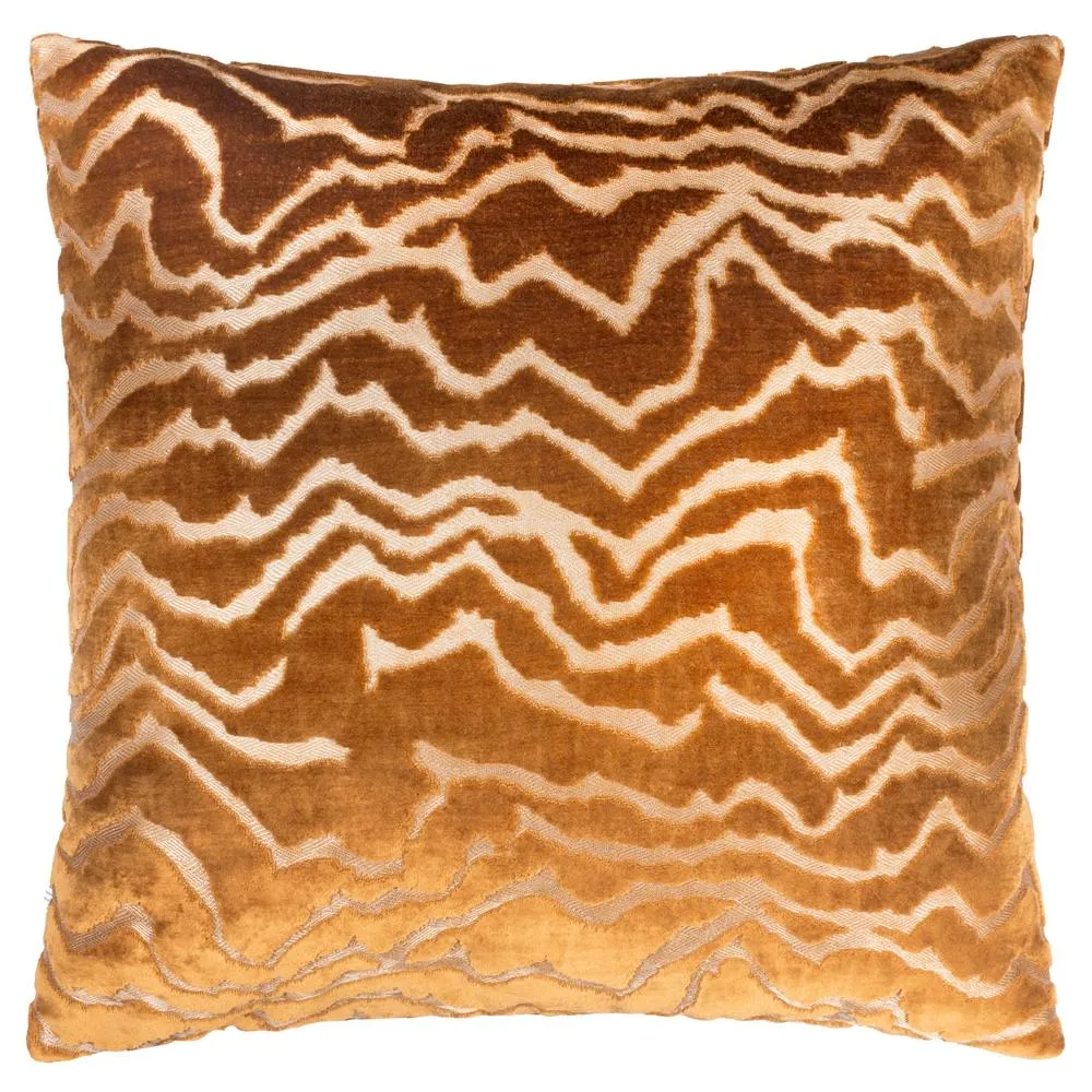 Paoletti Tierra Cut Velvet Abstract Cushion in Bronze 2