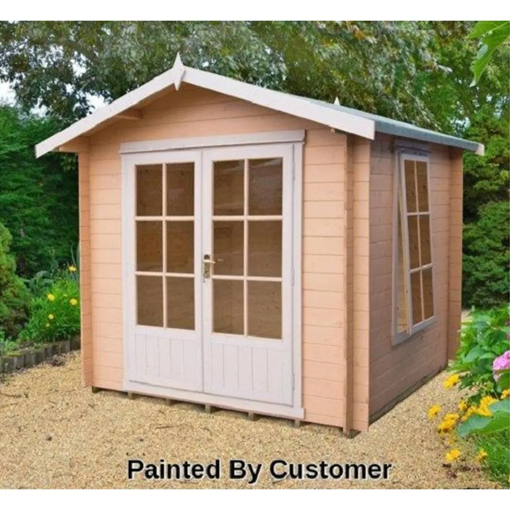 Shires Barnsdale Log Cabin Home Office Garden Room Approx 7 x 7 Feet in Brown 2
