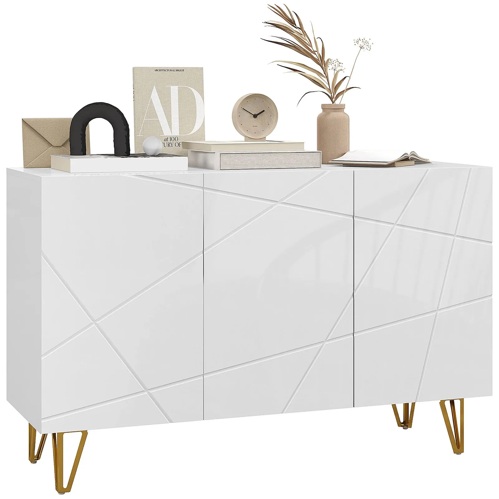 HOMCOM Storage Cabinet, Sideboard with Adjustable Shelf in White 2